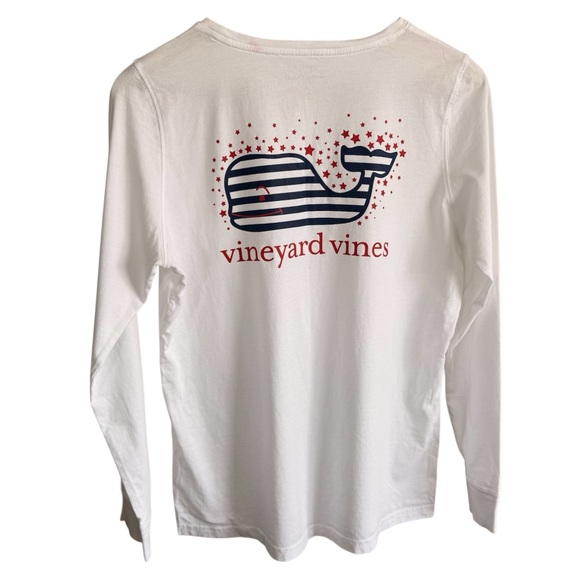 Vineyard Vines Mens Medium White Long Sleeve Pocket T Shirt Whale Graphic Tee - Picture 1 of 9